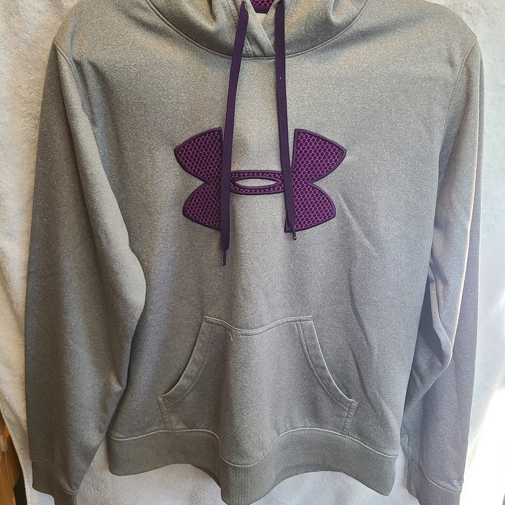 Under Armour Gray Hoodie with Purple Logo